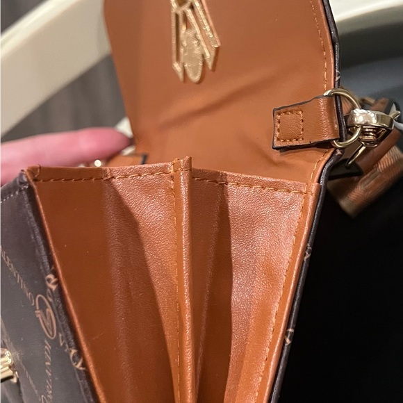 Valentino Brown and Gold Logo Crossbody Bag with turn lock closure - Picture 6 of 10